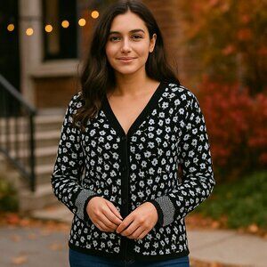 Gorgeous Jones New York Floral Cardigan with Contrasting Sleeves Size 2X​​​